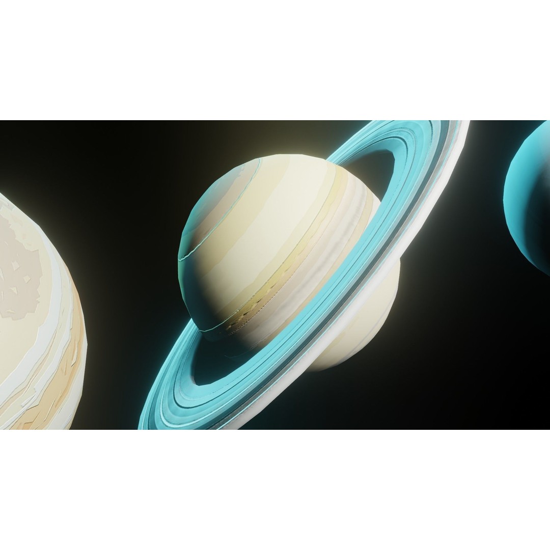 Stylized Solar System 3D Model – Low Poly PBR Asset, FBX, OBJ - View 12