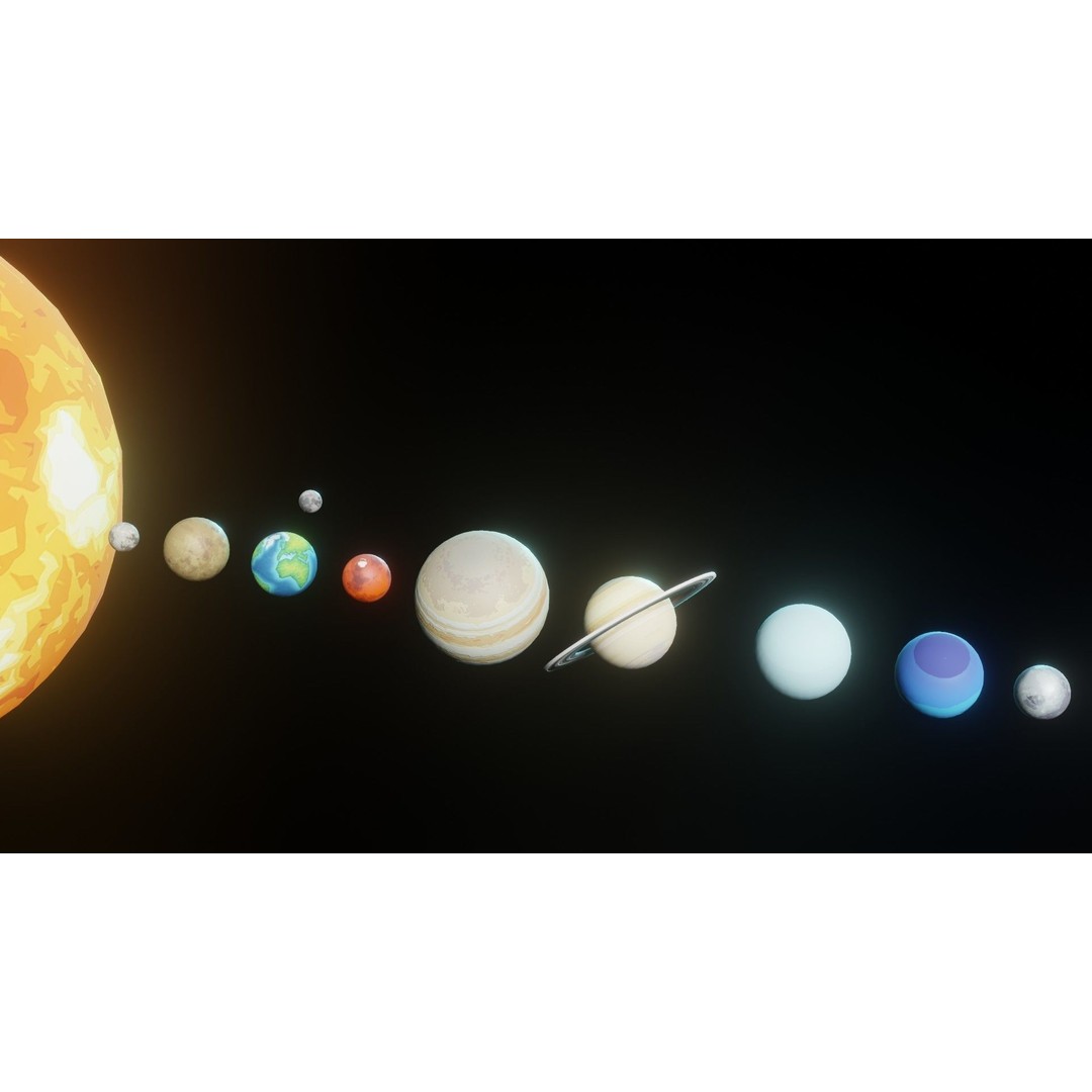 Stylized Solar System 3D Model – Low Poly PBR Asset, FBX, OBJ - View 16