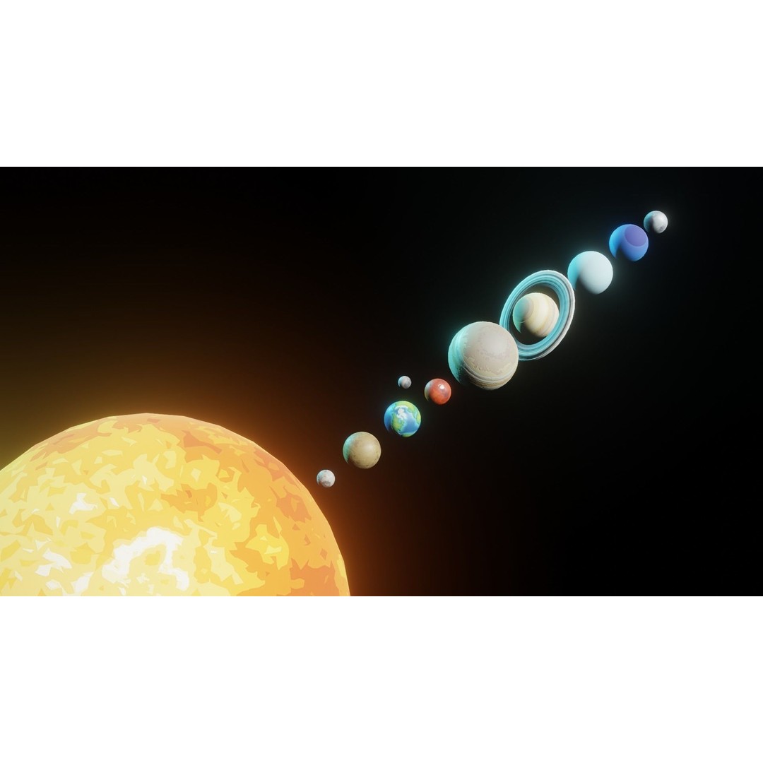 Stylized Solar System 3D Model – Low Poly PBR Asset, FBX, OBJ - View 17