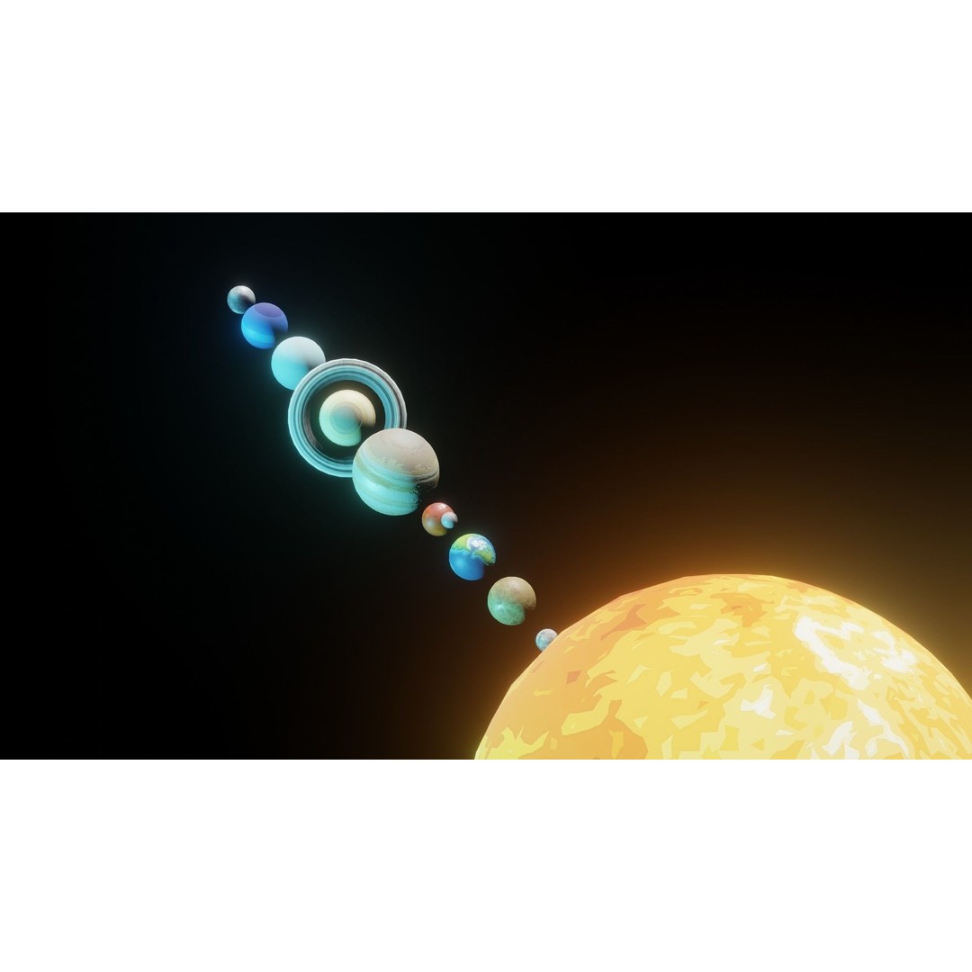 Stylized Solar System 3D Model – Low Poly PBR Asset, FBX, OBJ - View 18