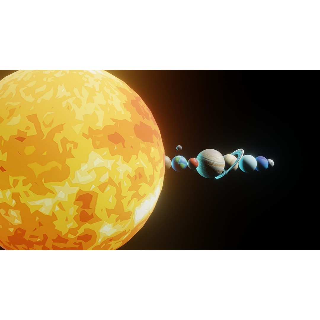 Stylized Solar System 3D Model – Low Poly PBR Asset, FBX, OBJ - View 19
