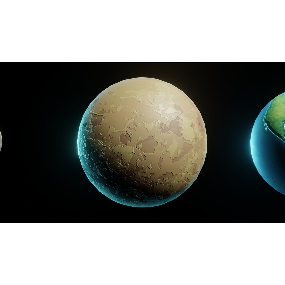 Stylized Solar System 3D Model – Low Poly PBR Asset, FBX, OBJ - View 7