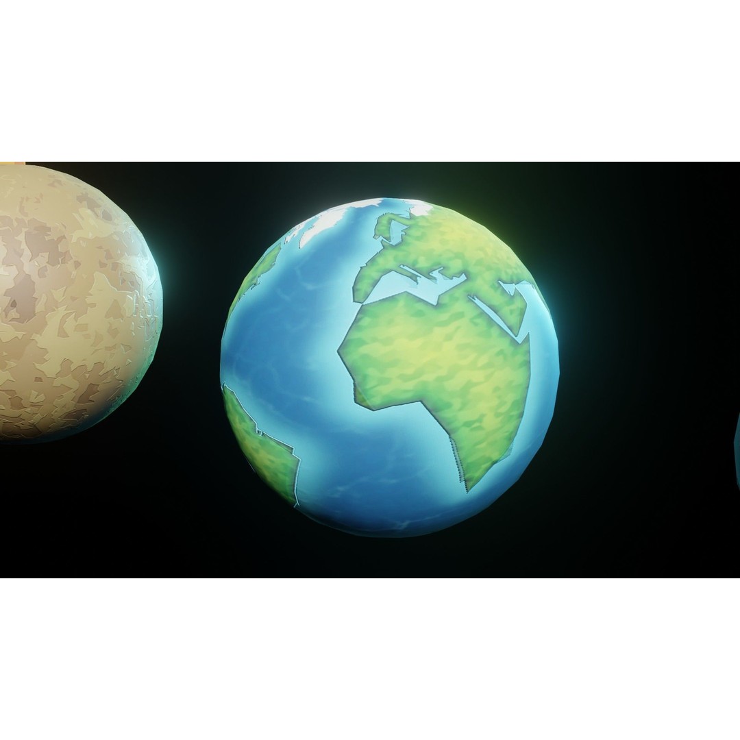 Stylized Solar System 3D Model – Low Poly PBR Asset, FBX, OBJ - View 8