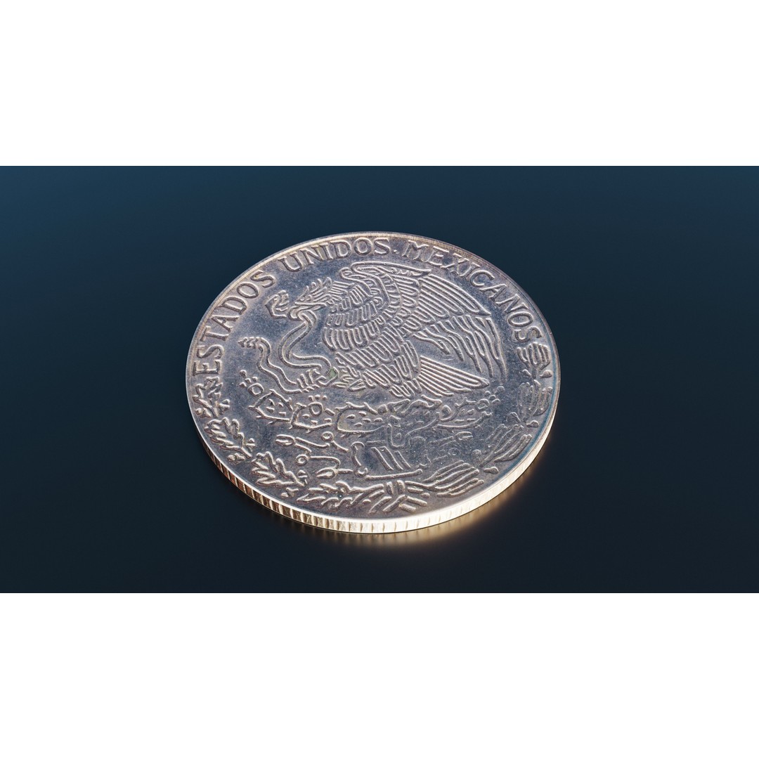 Mexican One Peso Coin 3D Model – Low Poly Scanned Asset, FBX - View 5