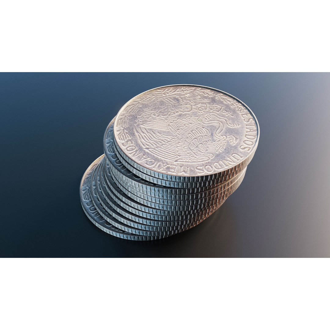Mexican One Peso Coin 3D Model – Low Poly Scanned Asset, FBX - View 6