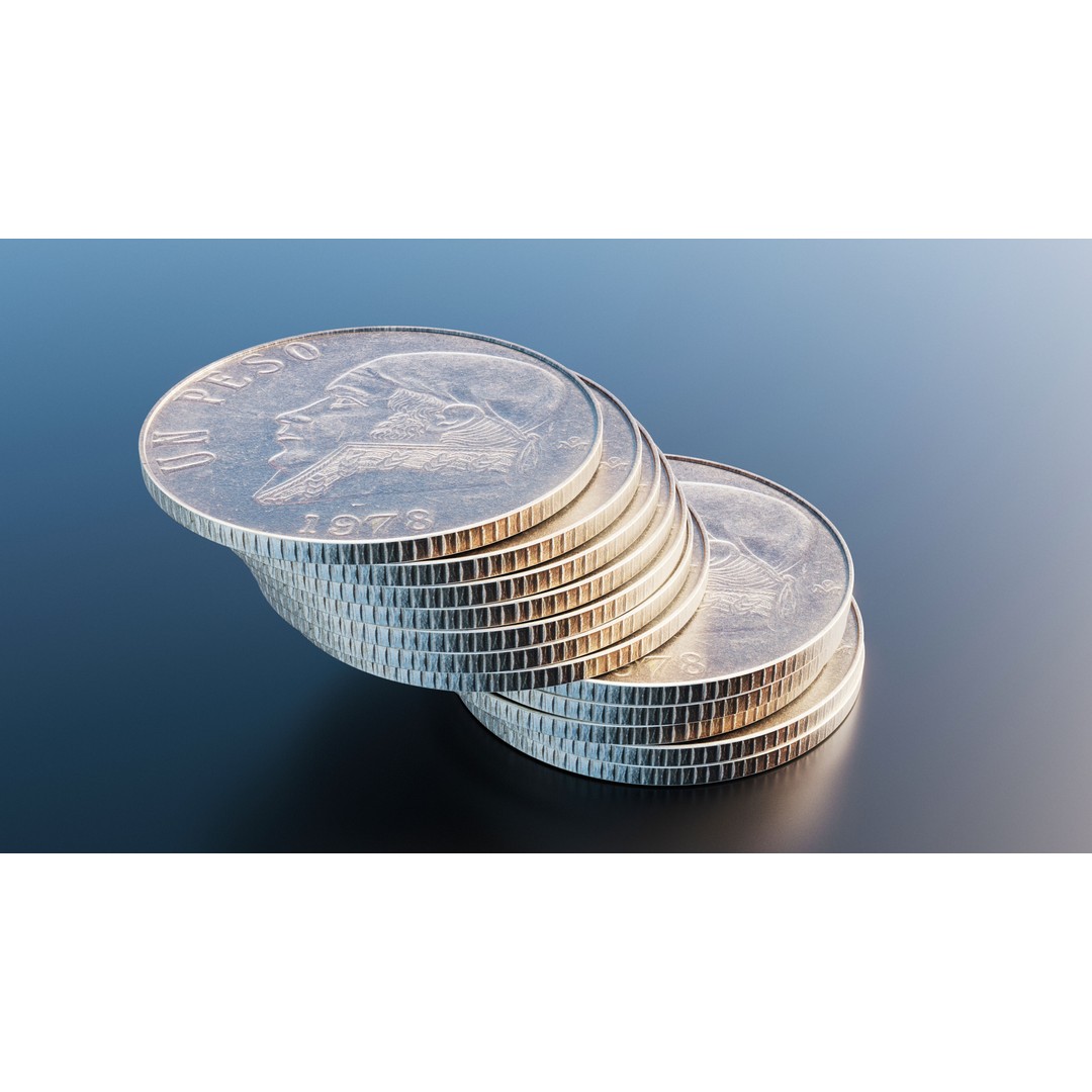 Mexican One Peso Coin 3D Model – Low Poly Scanned Asset, FBX - View 8