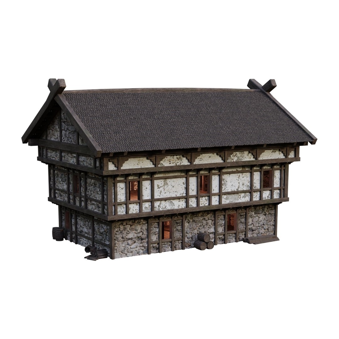 Old Medieval Building 3D Model – Low Poly Game Ready with 4K Textures - View 13