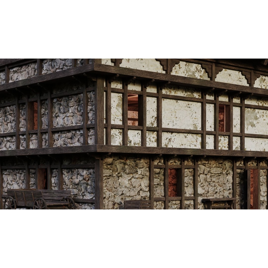 Old Medieval Building 3D Model – Low Poly Game Ready with 4K Textures - View 9