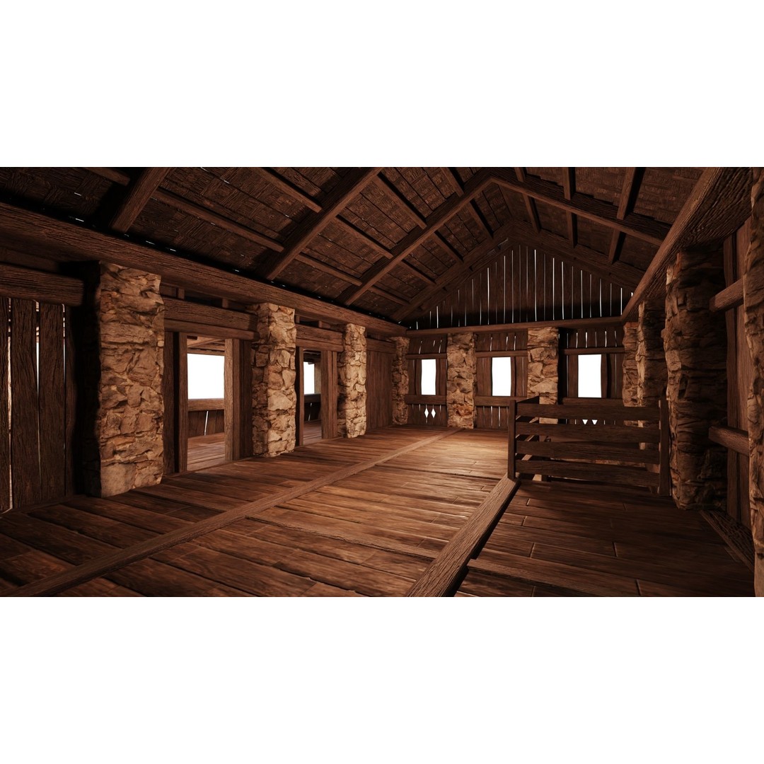 Old Medieval Building 3D Model – Low Poly Game Ready with PBR Textures - View 7