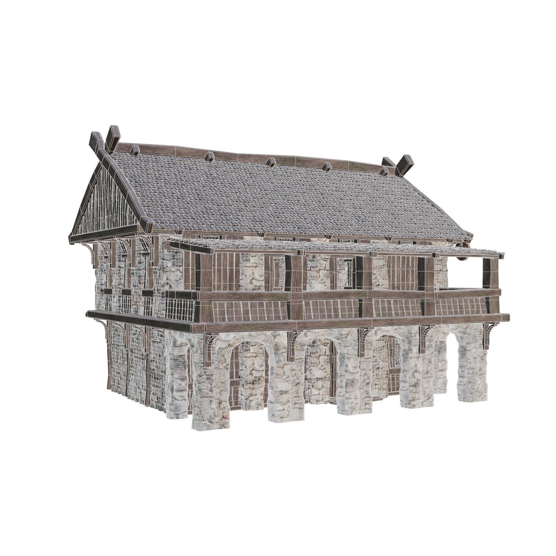 Old Medieval Building 3D Model – Low Poly Game Ready with PBR Textures - View 8