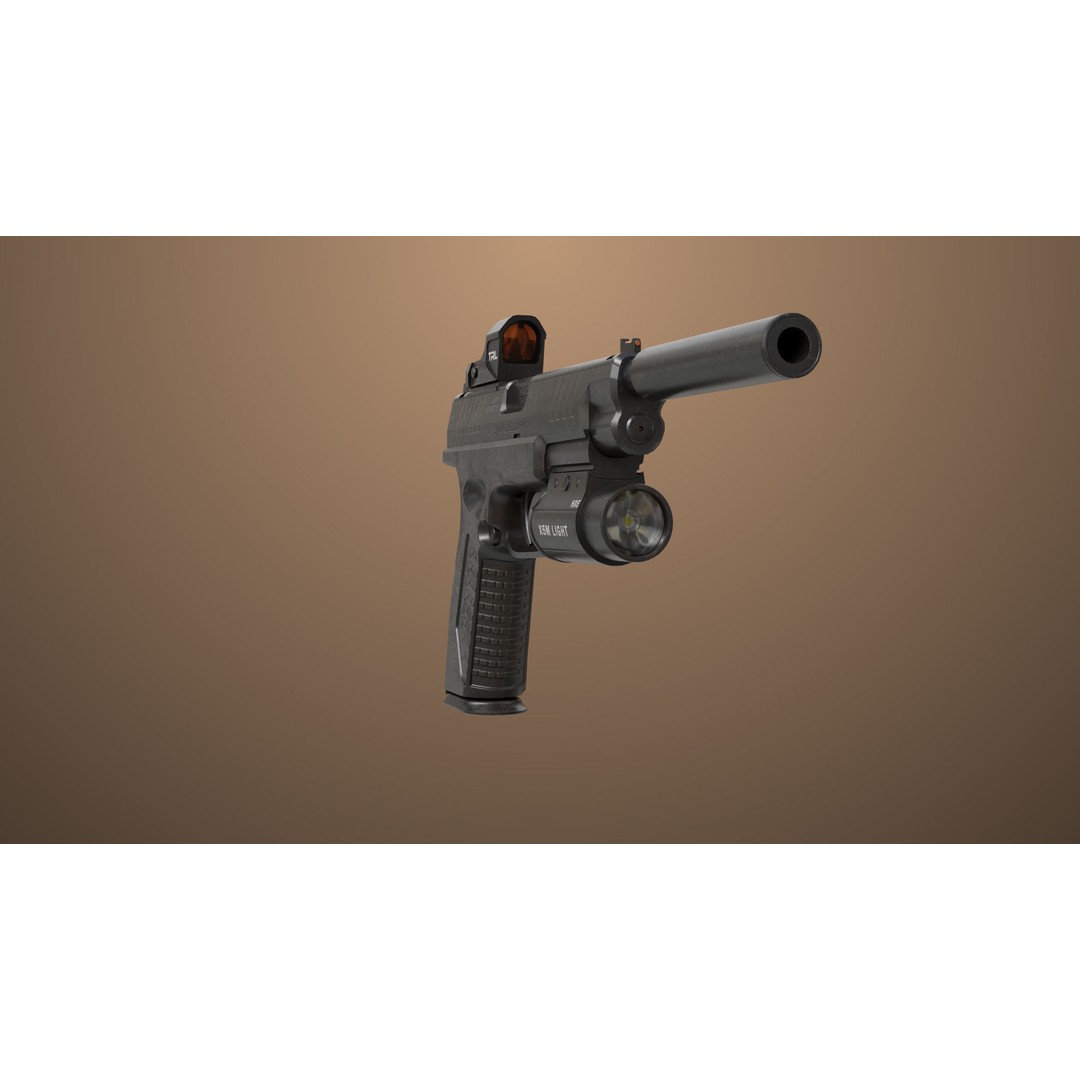 Pistol 06 3D Model – Low Poly Game-Ready PBR Asset for Unity & UE - View 13
