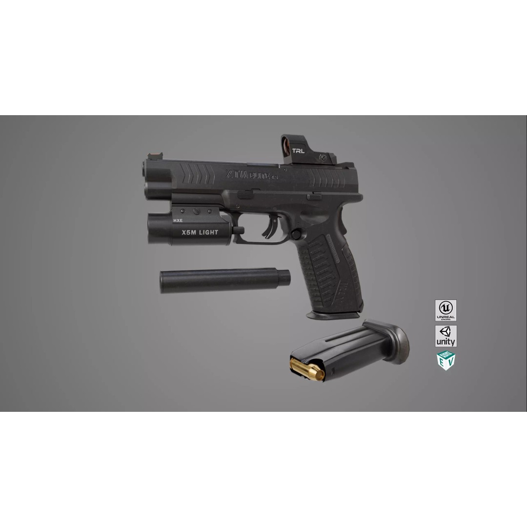 Pistol 06 3D Model – Low Poly Game-Ready PBR Asset for Unity & UE - View 2