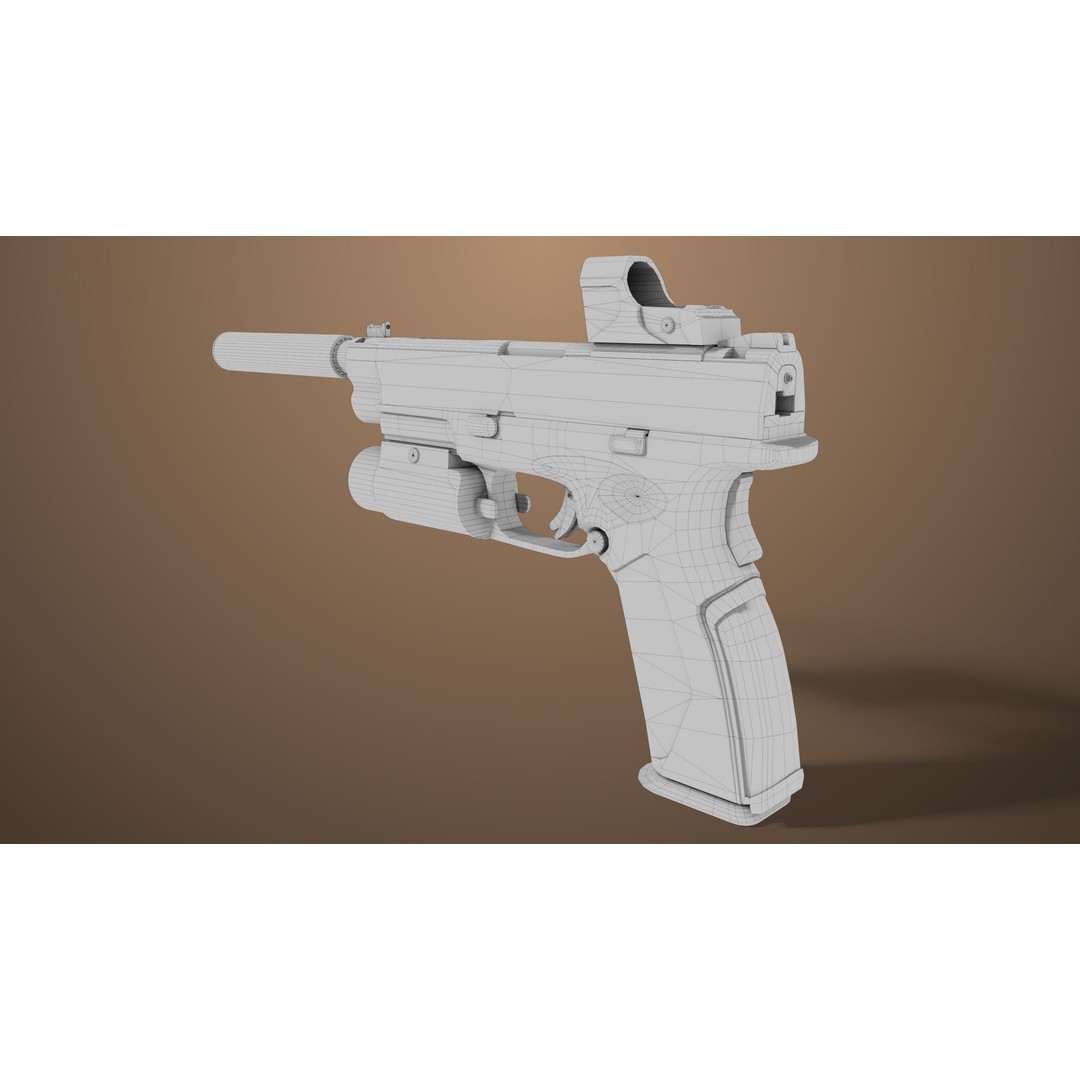 Pistol 06 3D Model – Low Poly Game-Ready PBR Asset for Unity & UE - View 45