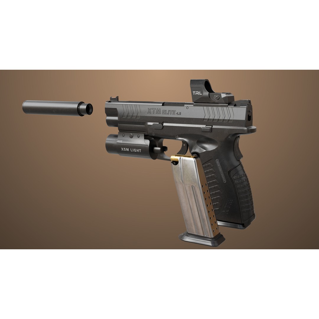 Pistol 06 3D Model – Low Poly Game-Ready PBR Asset for Unity & UE - View 6