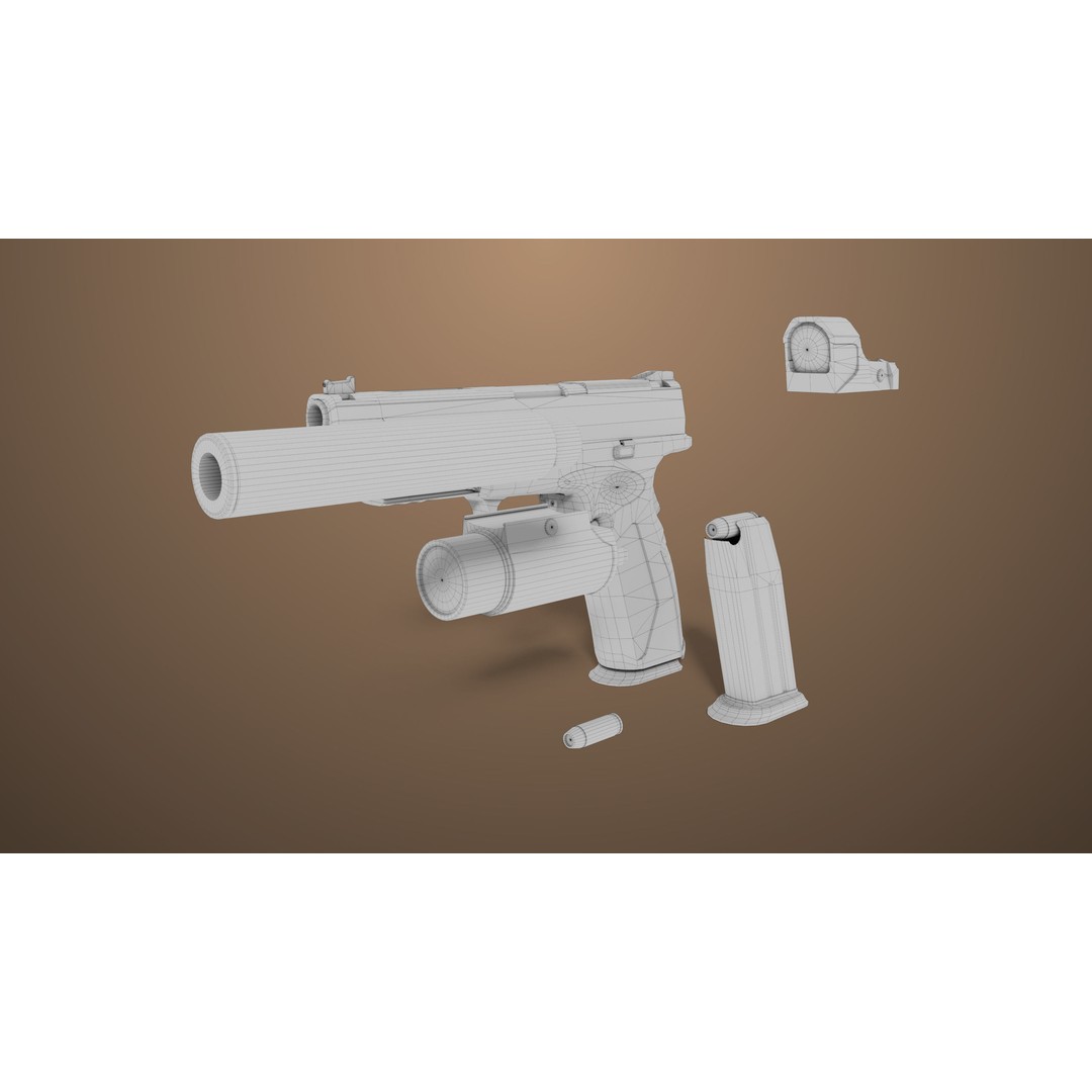 Pistol 06 3D Model – Low Poly Game-Ready PBR Asset for Unity & UE - View 60