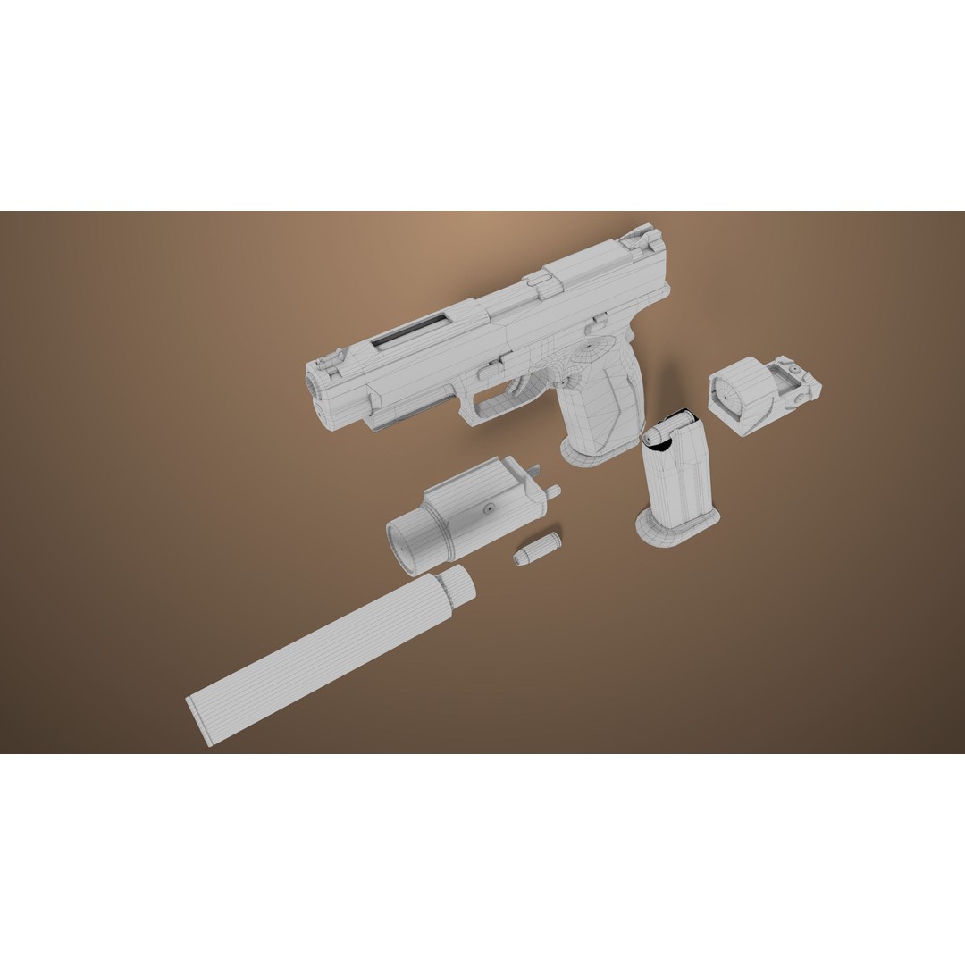 Pistol 06 3D Model – Low Poly Game-Ready PBR Asset for Unity & UE - View 67