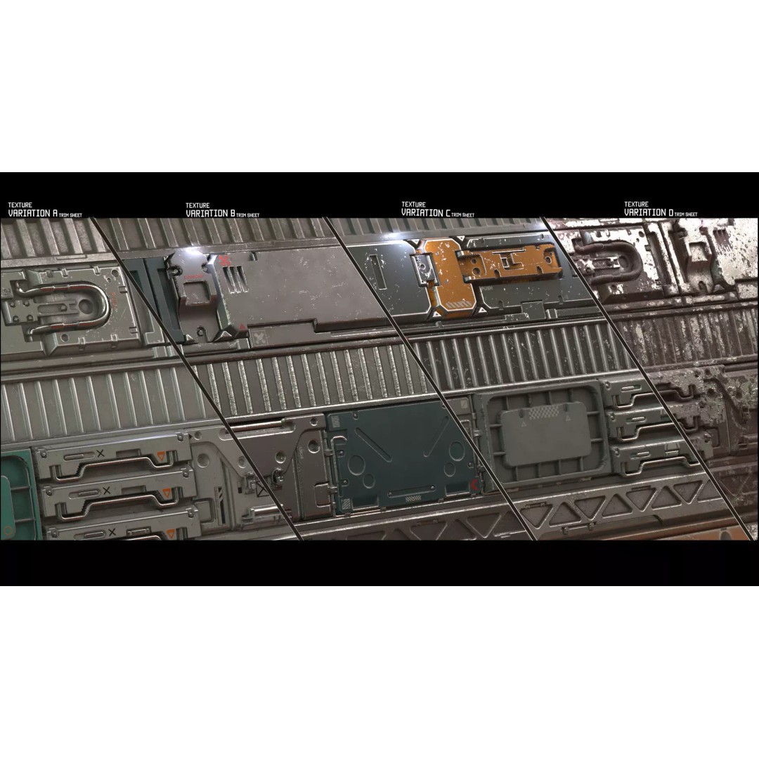 Sci-Fi Trim Sheet Textures 3D Model – PBR Textures for Spaceships - View 2