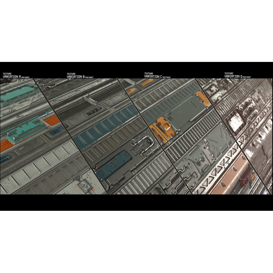 Sci-Fi Trim Sheet Textures 3D Model – PBR Textures for Spaceships - View 3