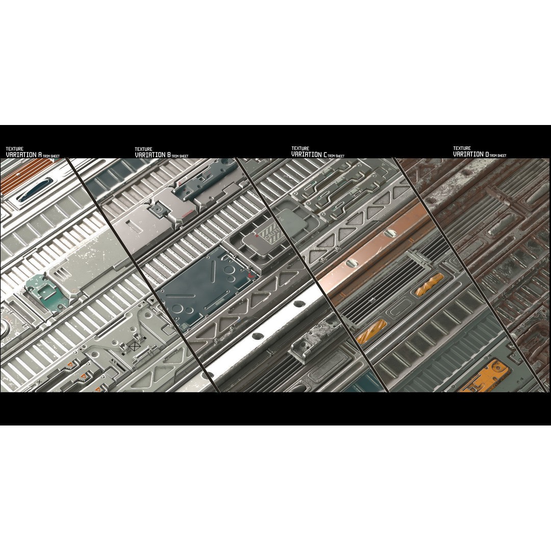 Sci-Fi Trim Sheet Textures 3D Model – PBR Textures for Spaceships - View 4