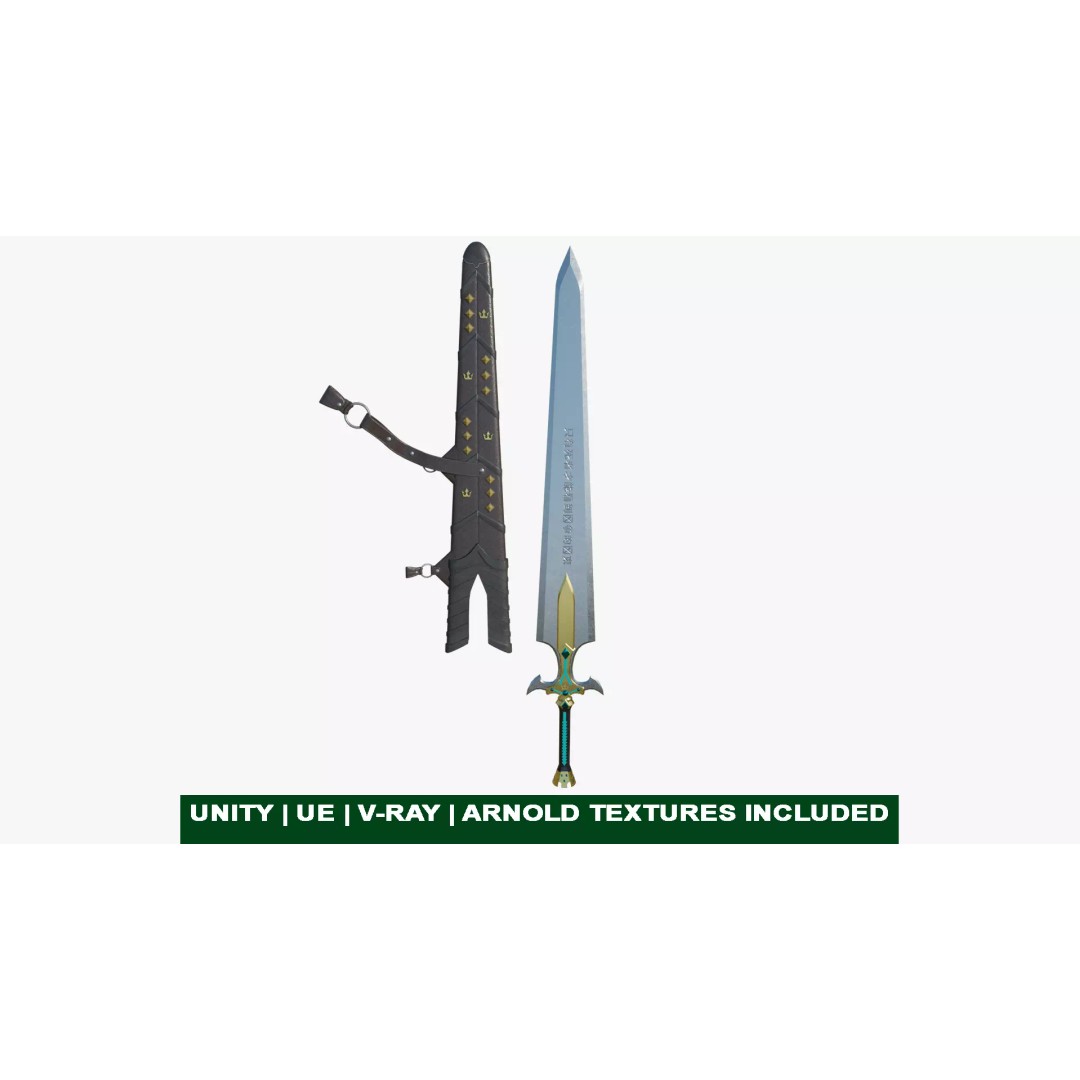 Fantasy Sword 3D Model – Low Poly Game-Ready Asset for Unity & UE - View 2