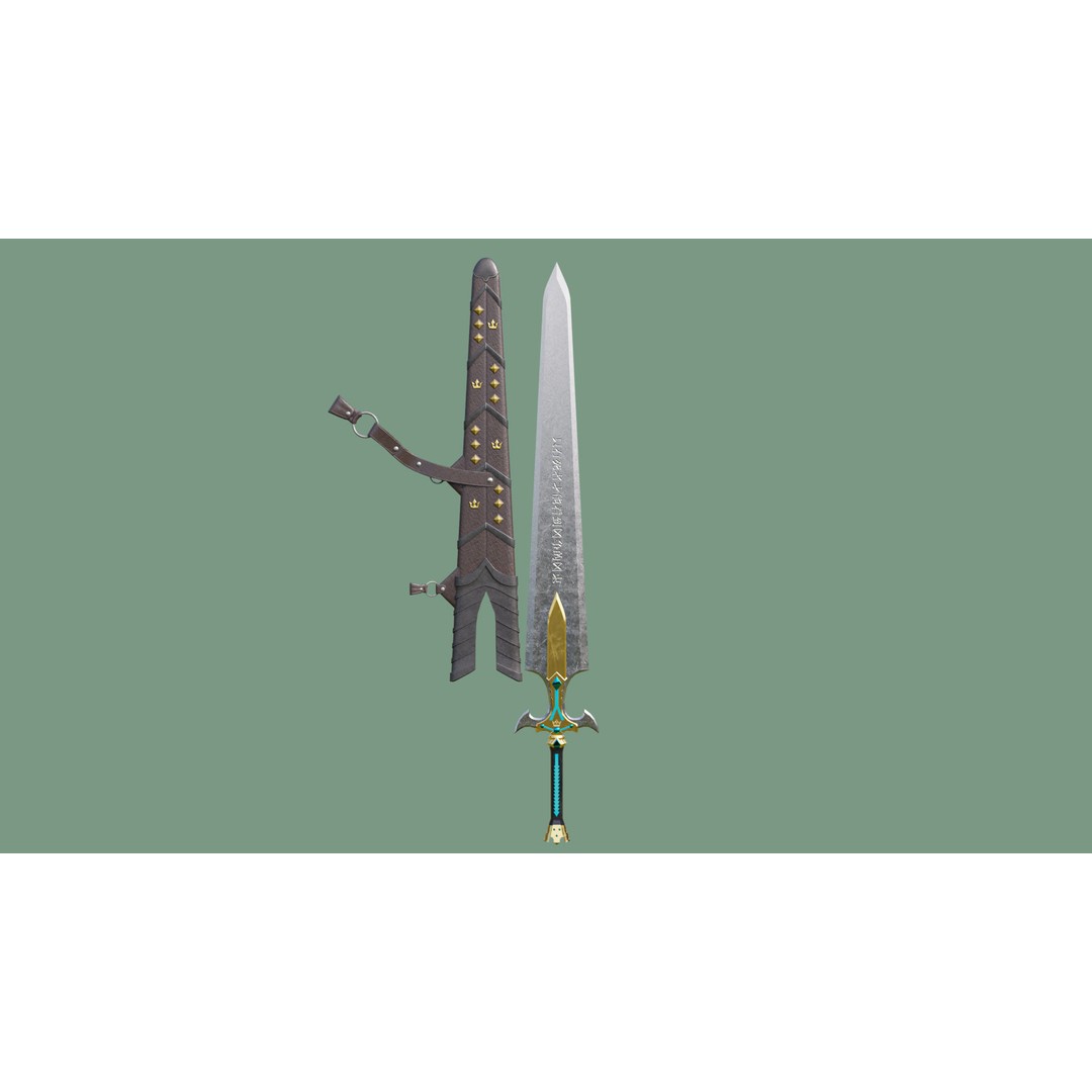 Fantasy Sword 3D Model – Low Poly Game-Ready Asset for Unity & UE - View 3