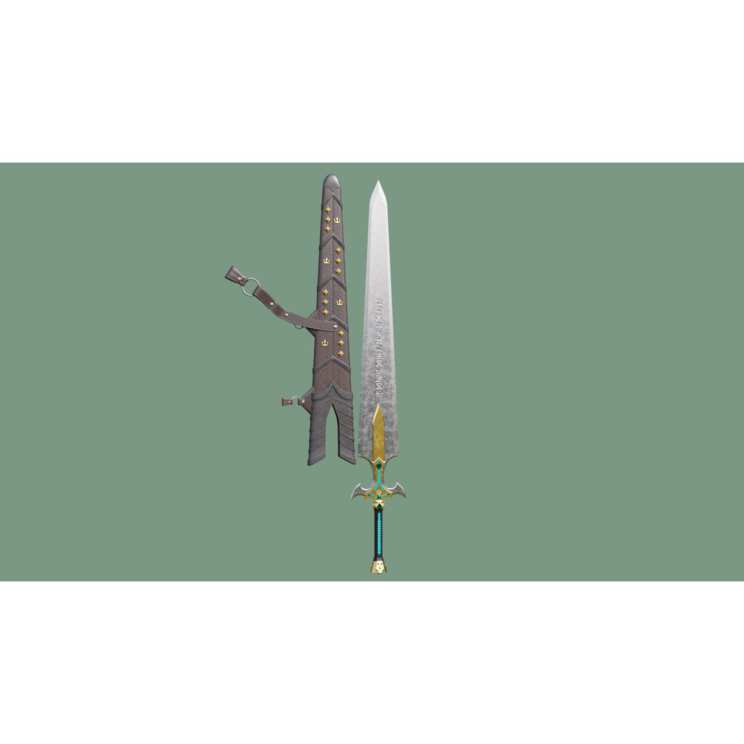 Fantasy Sword 3D Model – Low Poly Game-Ready Asset for Unity & UE - View 4