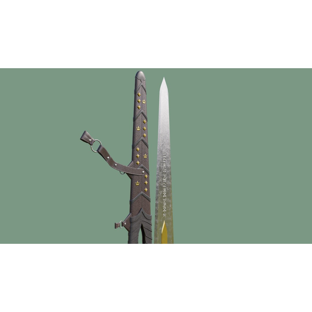 Fantasy Sword 3D Model – Low Poly Game-Ready Asset for Unity & UE - View 9