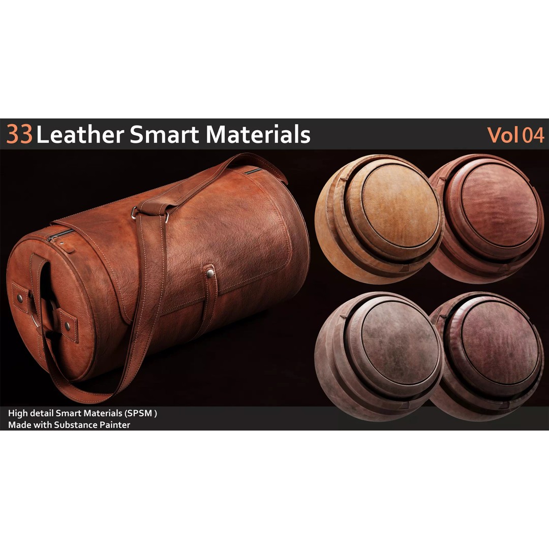 Leather Smart Materials 3D Model – 33 High Quality Textures for Substance Painter - View 2