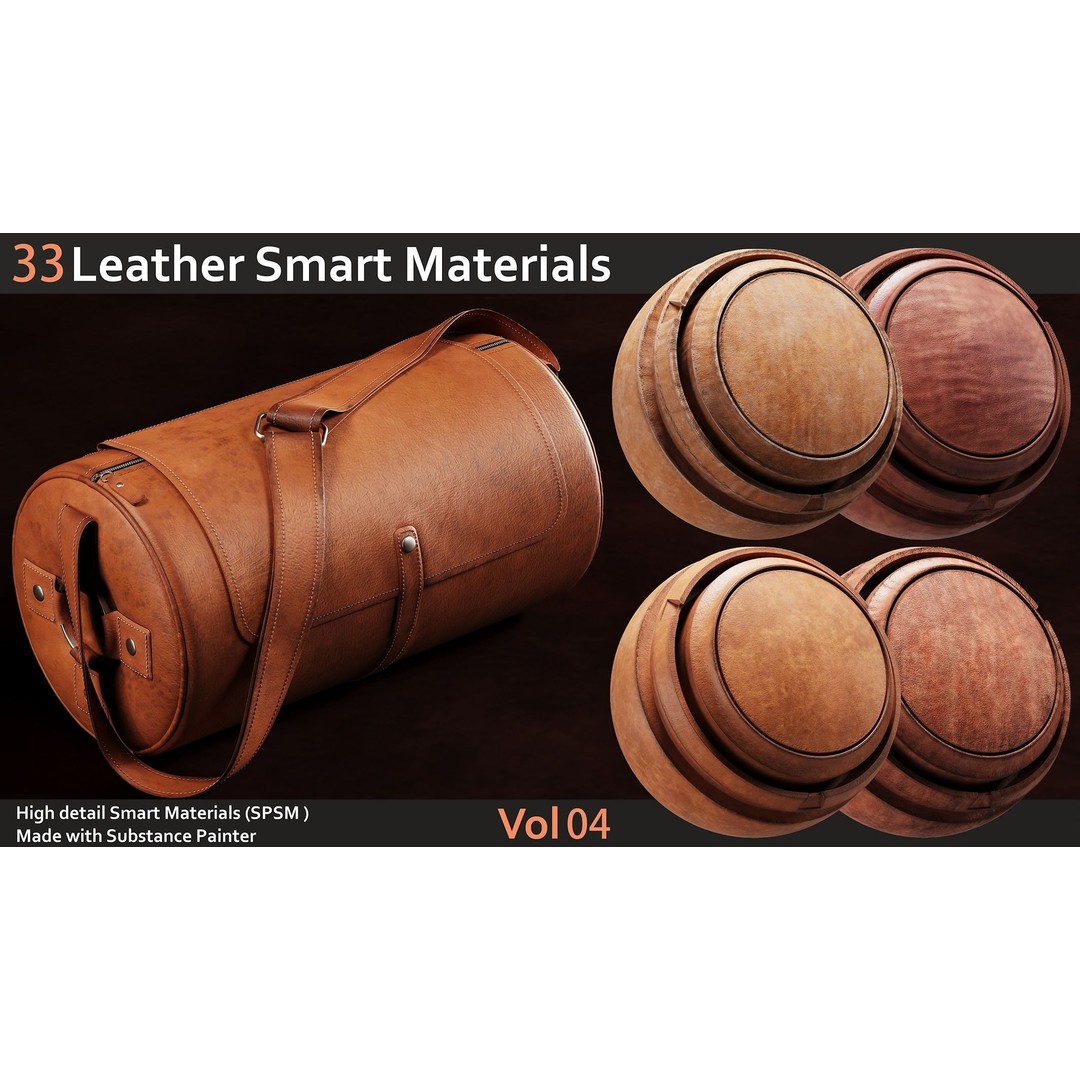 Leather Smart Materials 3D Model – 33 High Quality Textures for Substance Painter - View 4