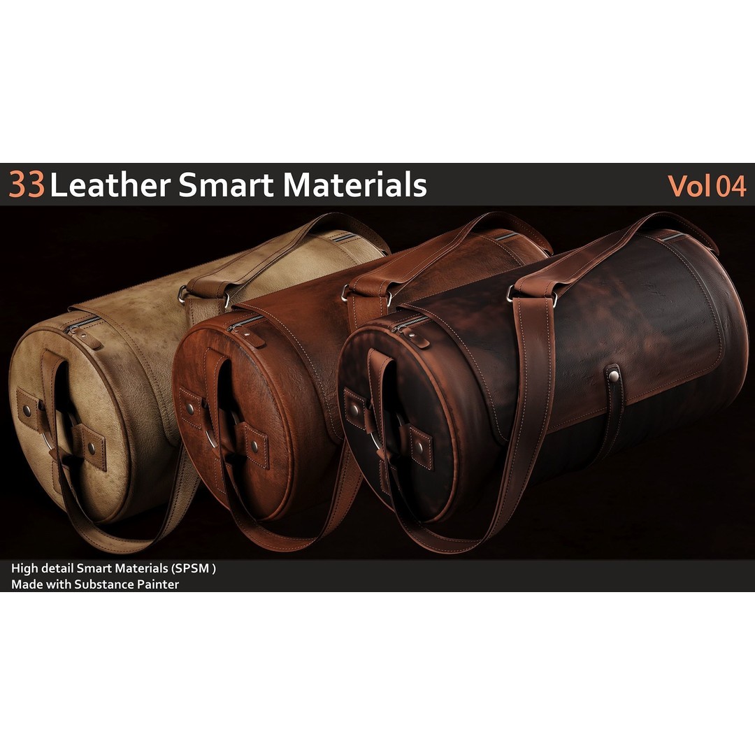 Leather Smart Materials 3D Model – 33 High Quality Textures for Substance Painter - View 5