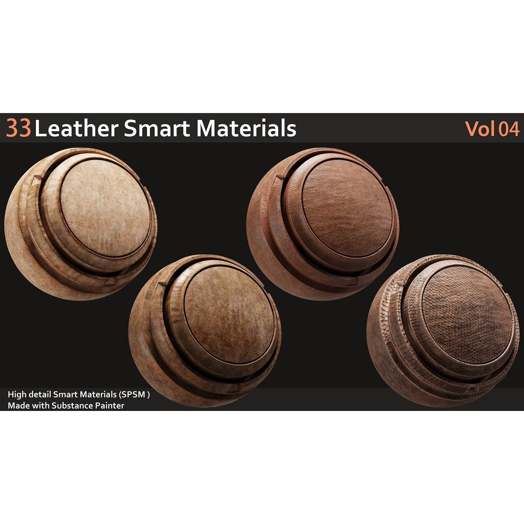 Leather Smart Materials 3D Model – 33 High Quality Textures for Substance Painter - View 7
