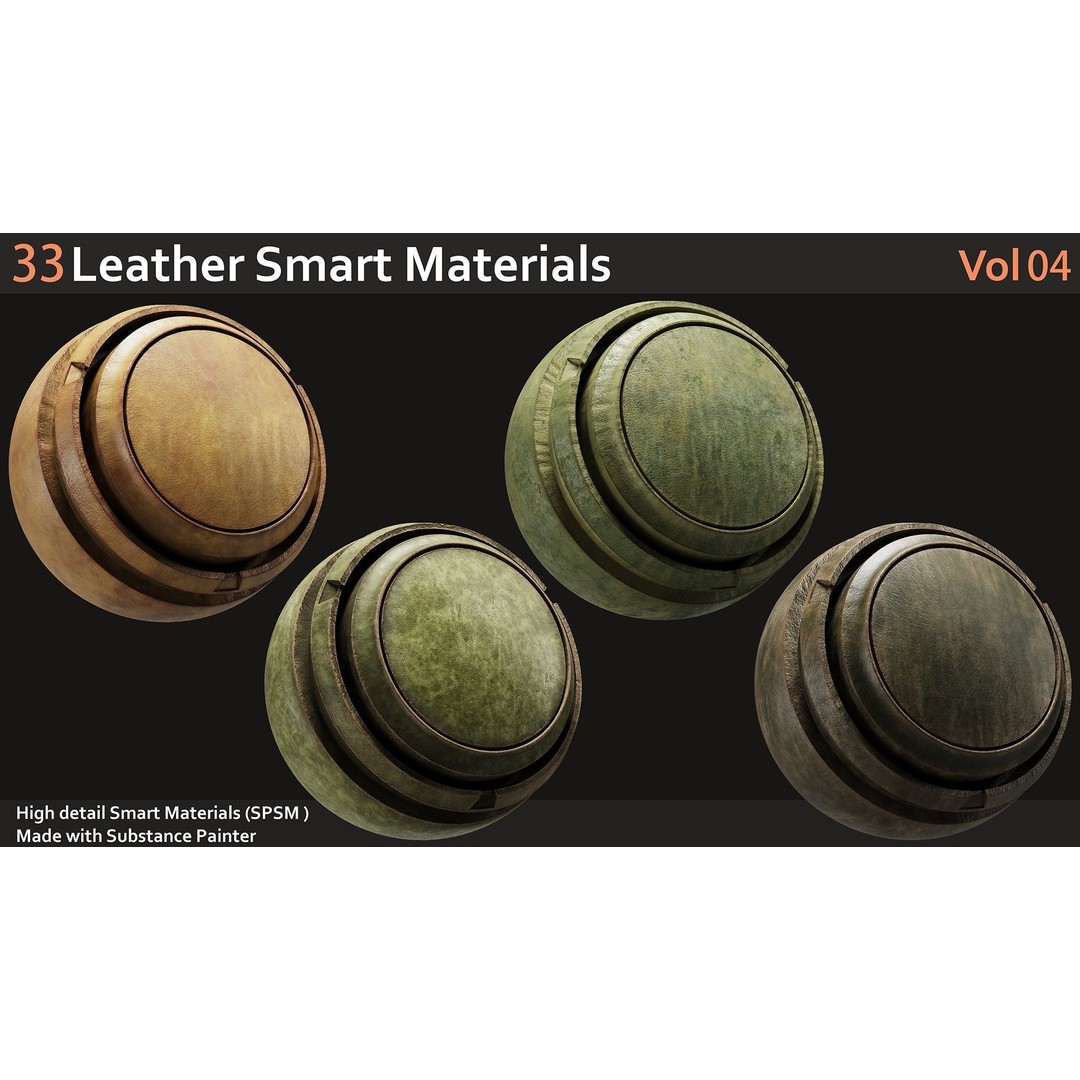 Leather Smart Materials 3D Model – 33 High Quality Textures for Substance Painter - View 8