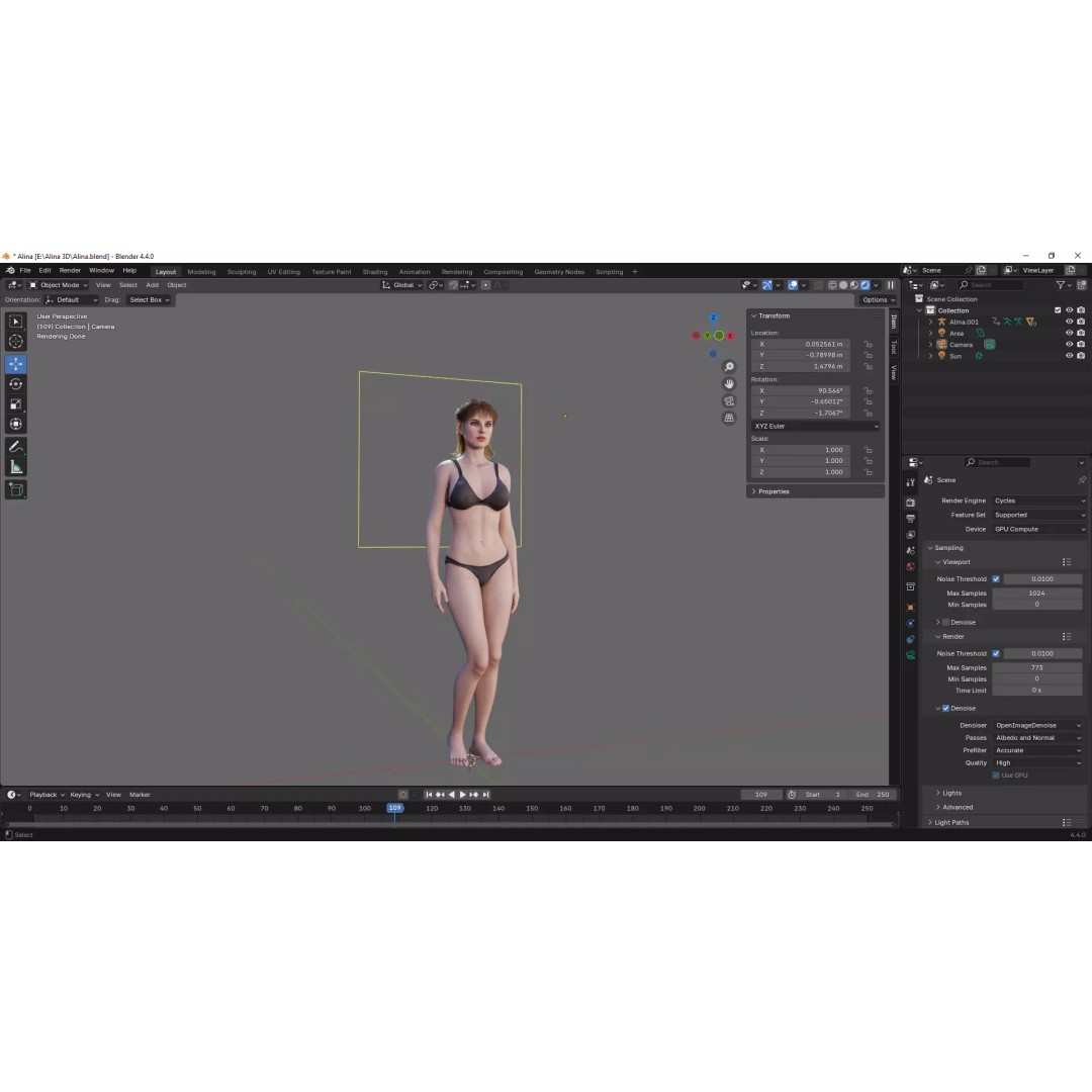 Alina 3D Model – Realistic Female Character, Rigged, PBR, FBX