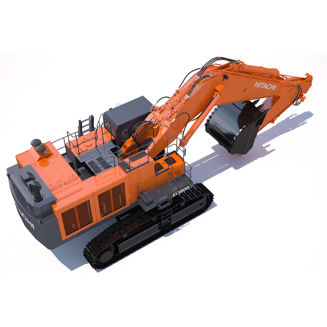 Excavator Hitachi EX1200-7 3D Model – High Poly Game Asset, FBX - View 12