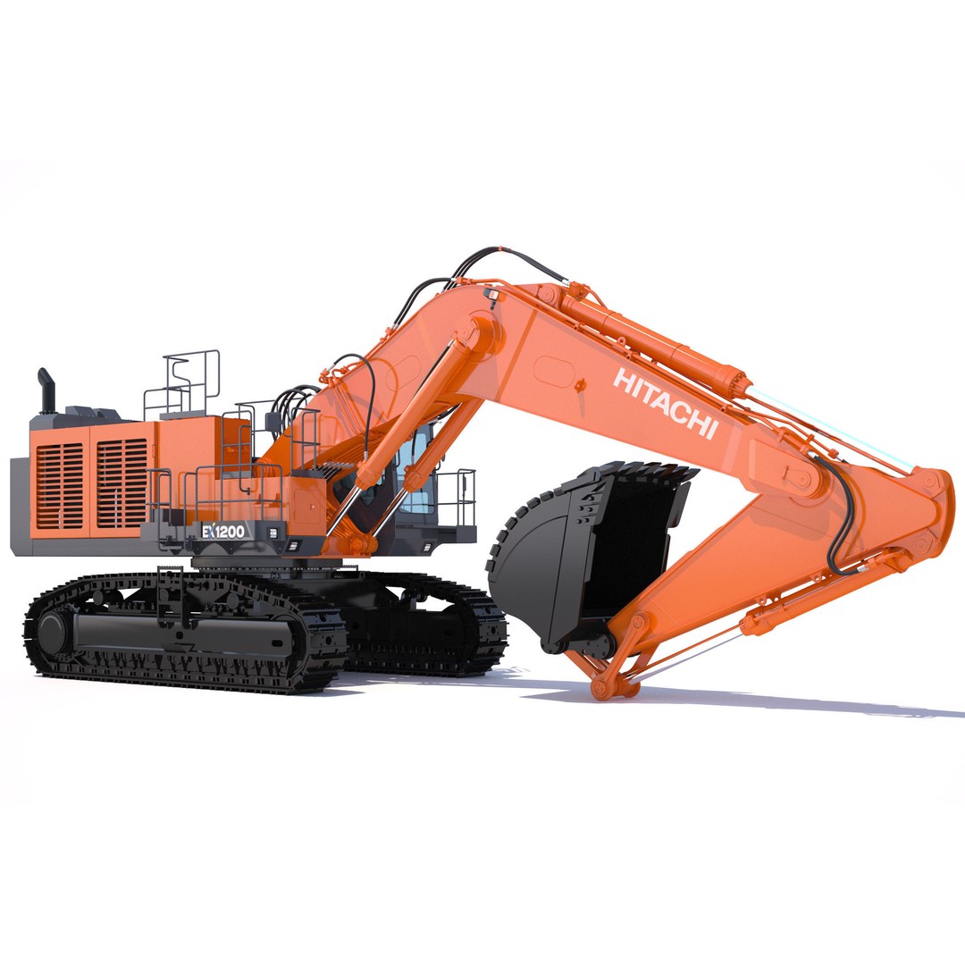 Excavator Hitachi EX1200-7 3D Model – High Poly Game Asset, FBX - View 3