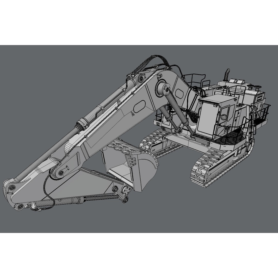 Excavator Hitachi EX1200-7 3D Model – High Poly Game Asset, FBX - View 6