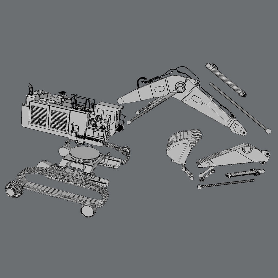 Excavator Hitachi EX1200-7 3D Model – High Poly Game Asset, FBX - View 9