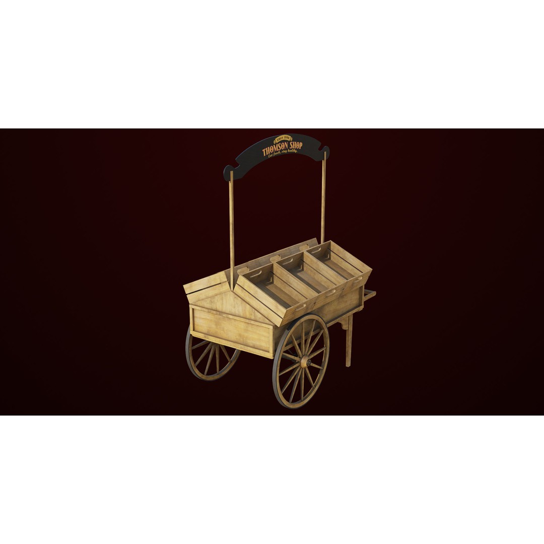 Wooden Wagon Cart 3D Model – Low Poly Game Asset, FBX, PBR Textures - View 10