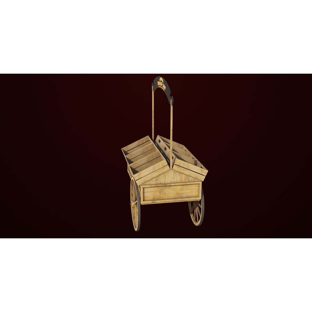 Wooden Wagon Cart 3D Model – Low Poly Game Asset, FBX, PBR Textures - View 11