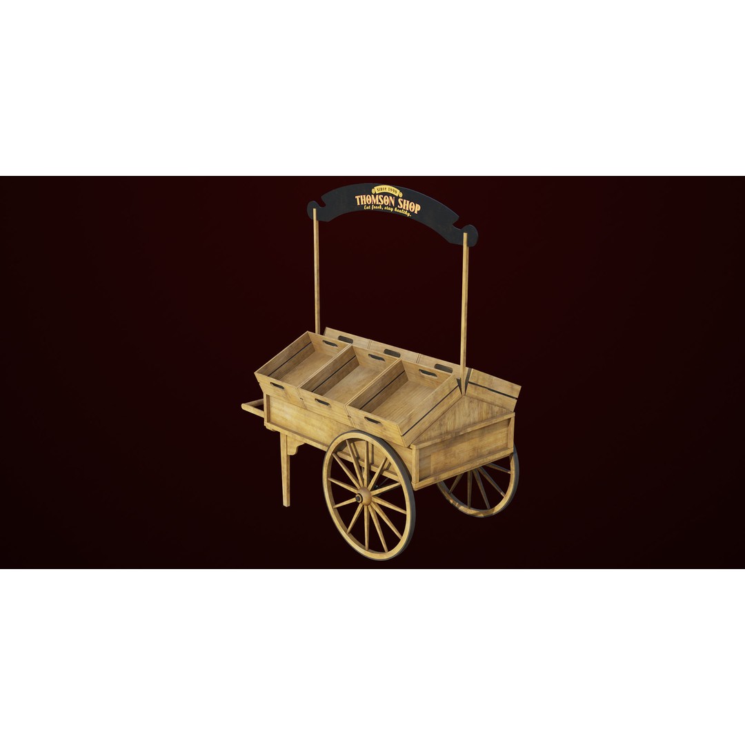 Wooden Wagon Cart 3D Model – Low Poly Game Asset, FBX, PBR Textures - View 12