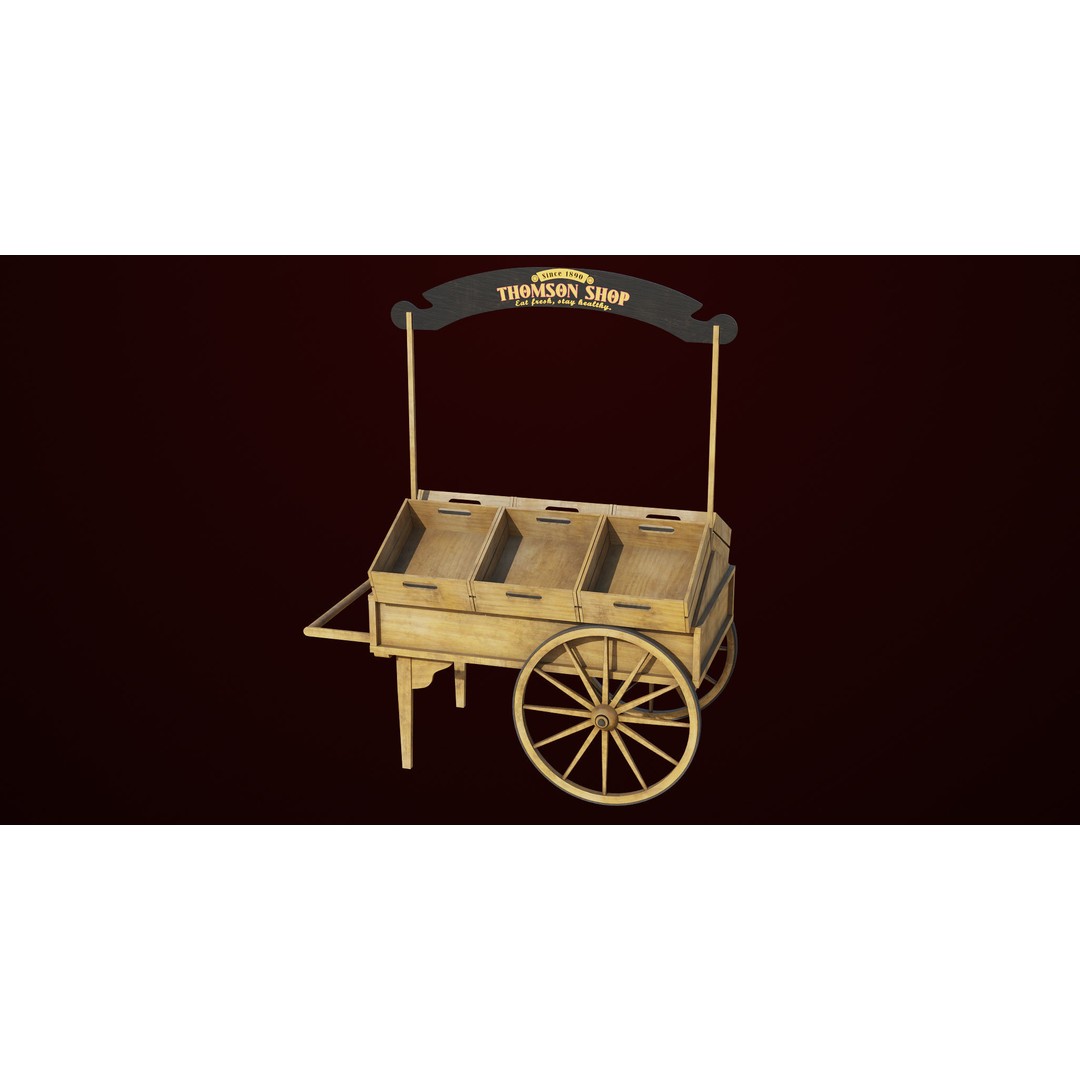 Wooden Wagon Cart 3D Model – Low Poly Game Asset, FBX, PBR Textures - View 13