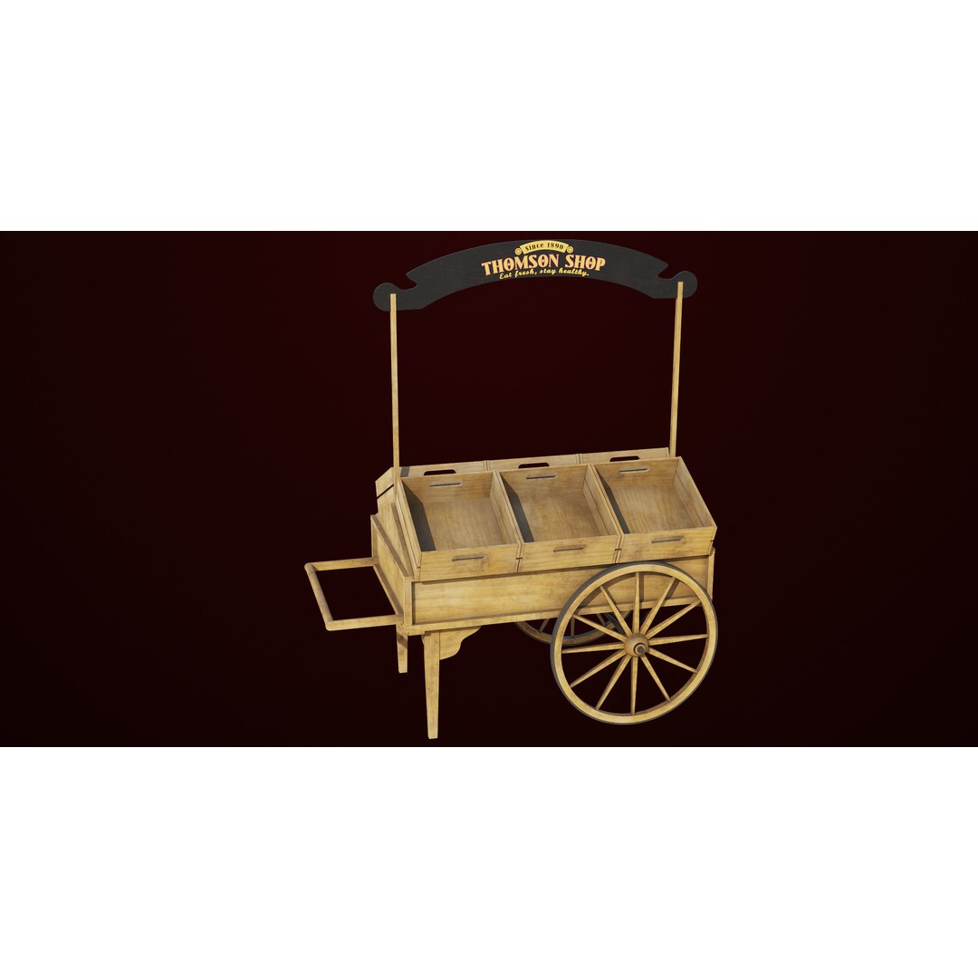 Wooden Wagon Cart 3D Model – Low Poly Game Asset, FBX, PBR Textures - View 14