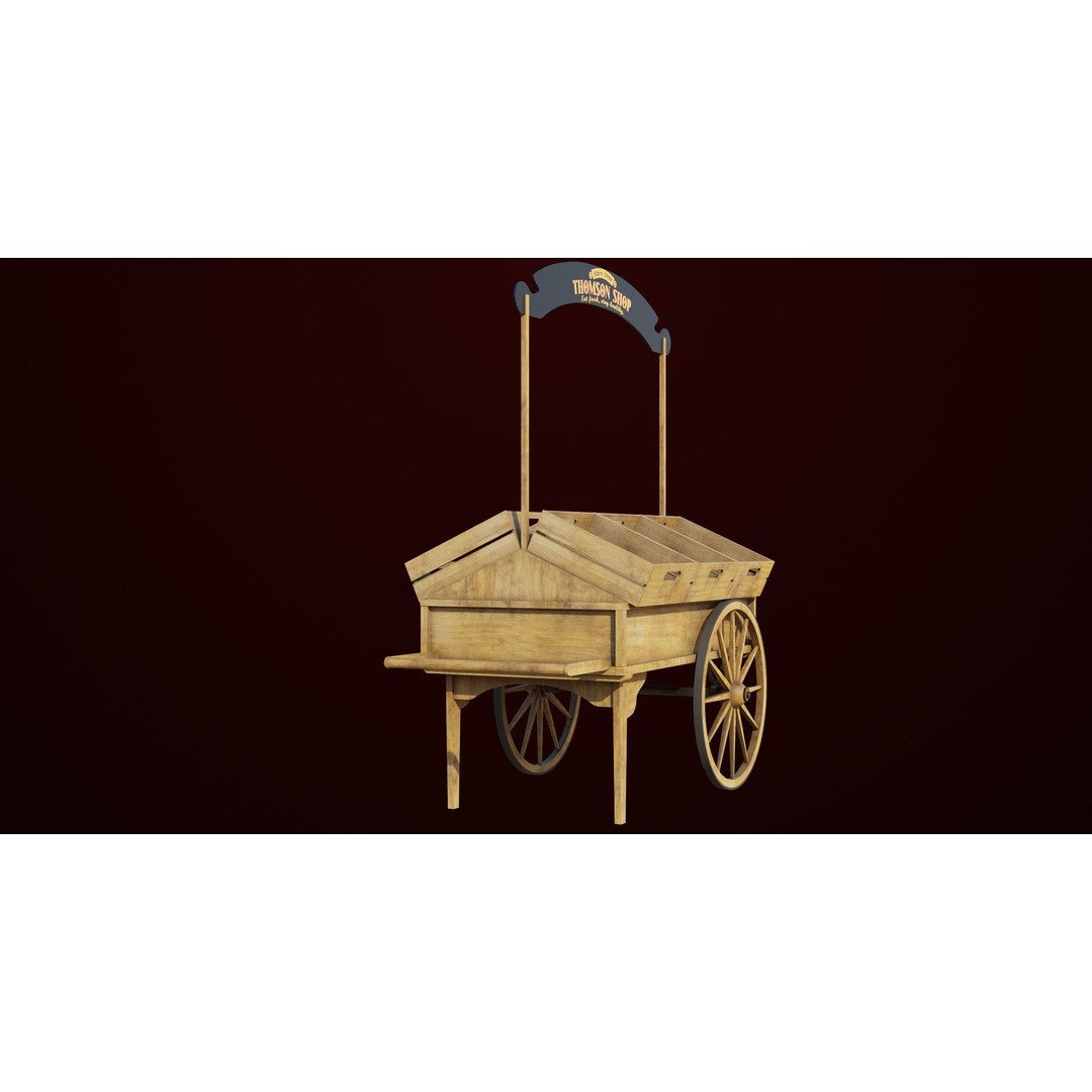 Wooden Wagon Cart 3D Model – Low Poly Game Asset, FBX, PBR Textures - View 15