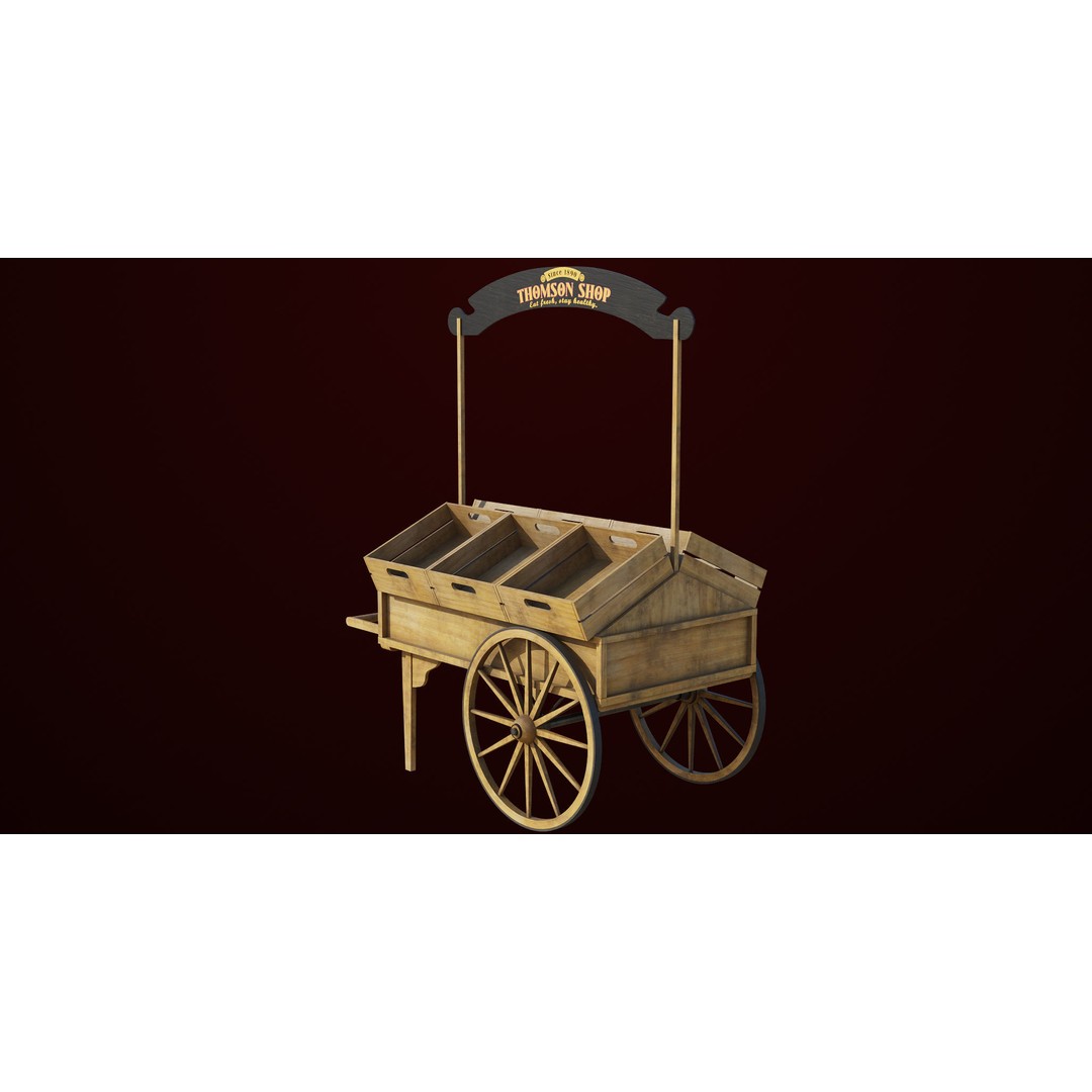 Wooden Wagon Cart 3D Model – Low Poly Game Asset, FBX, PBR Textures - View 16