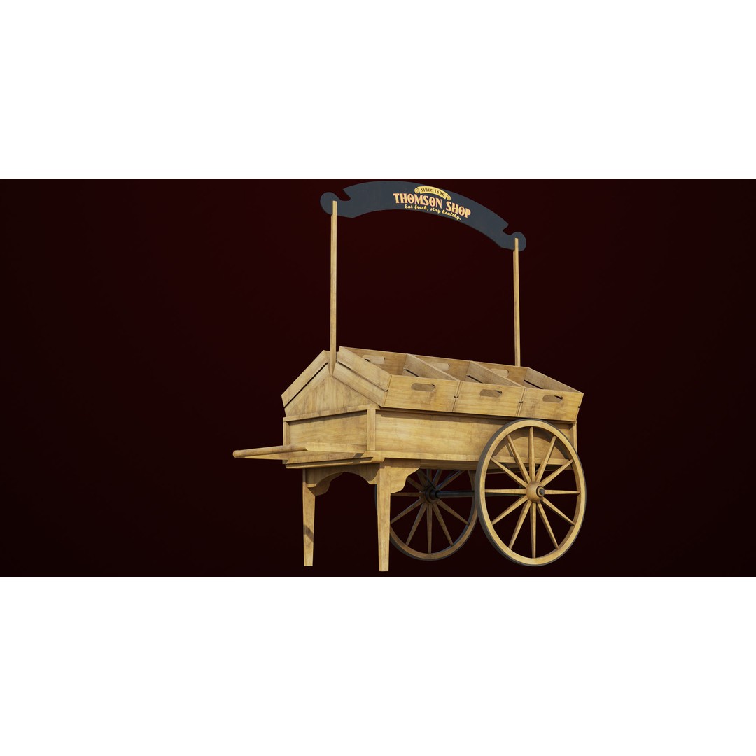 Wooden Wagon Cart 3D Model – Low Poly Game Asset, FBX, PBR Textures - View 17