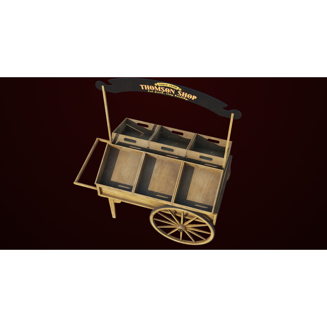 Wooden Wagon Cart 3D Model – Low Poly Game Asset, FBX, PBR Textures - View 19