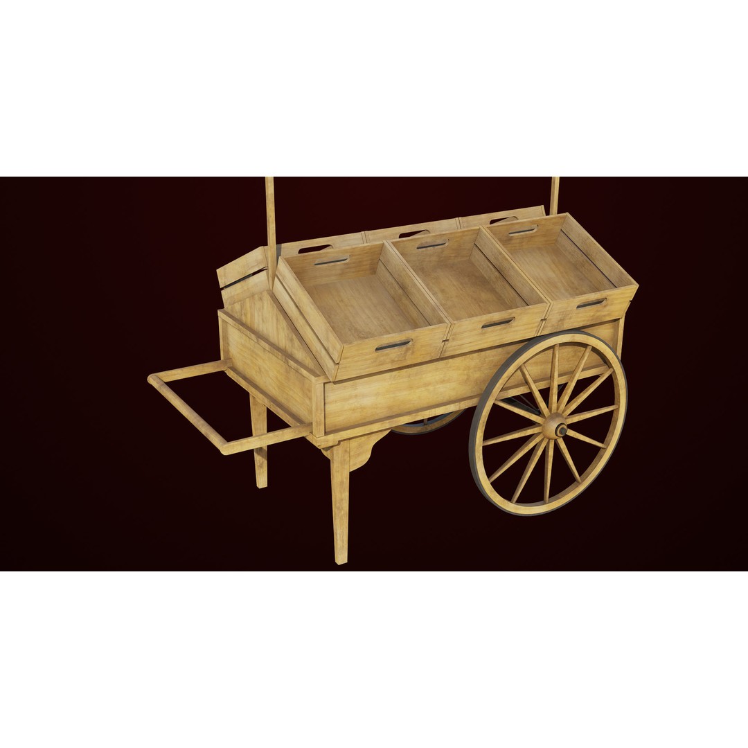Wooden Wagon Cart 3D Model – Low Poly Game Asset, FBX, PBR Textures - View 20