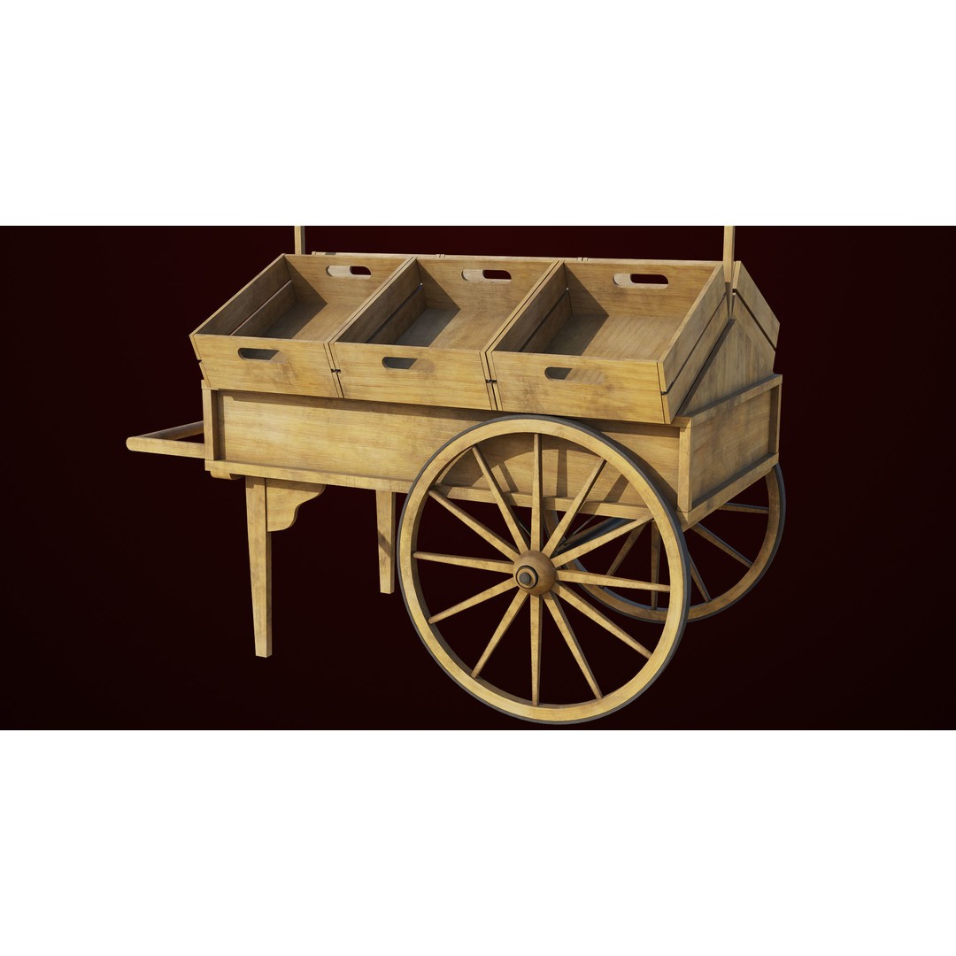 Wooden Wagon Cart 3D Model – Low Poly Game Asset, FBX, PBR Textures - View 21