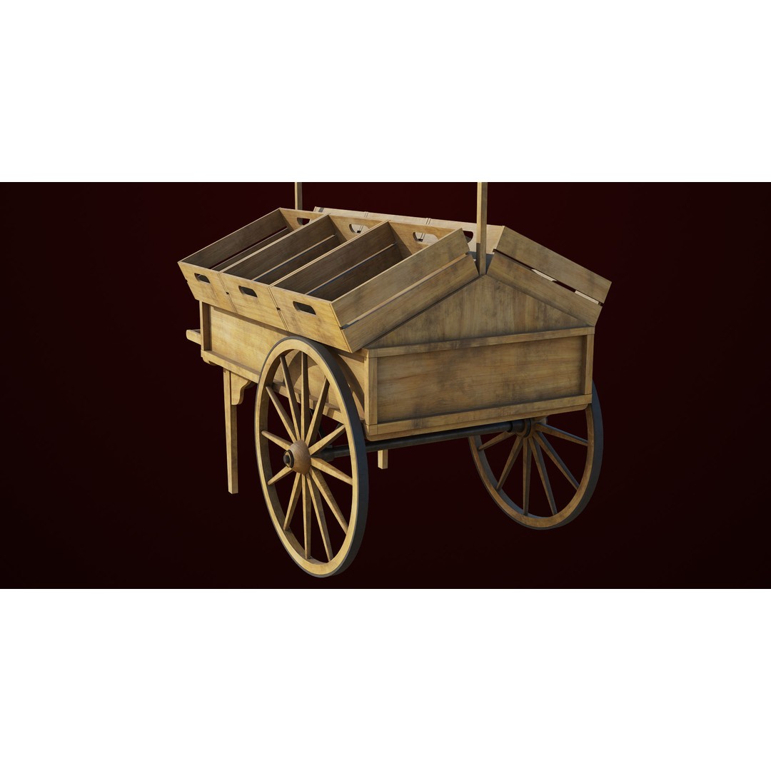 Wooden Wagon Cart 3D Model – Low Poly Game Asset, FBX, PBR Textures - View 22