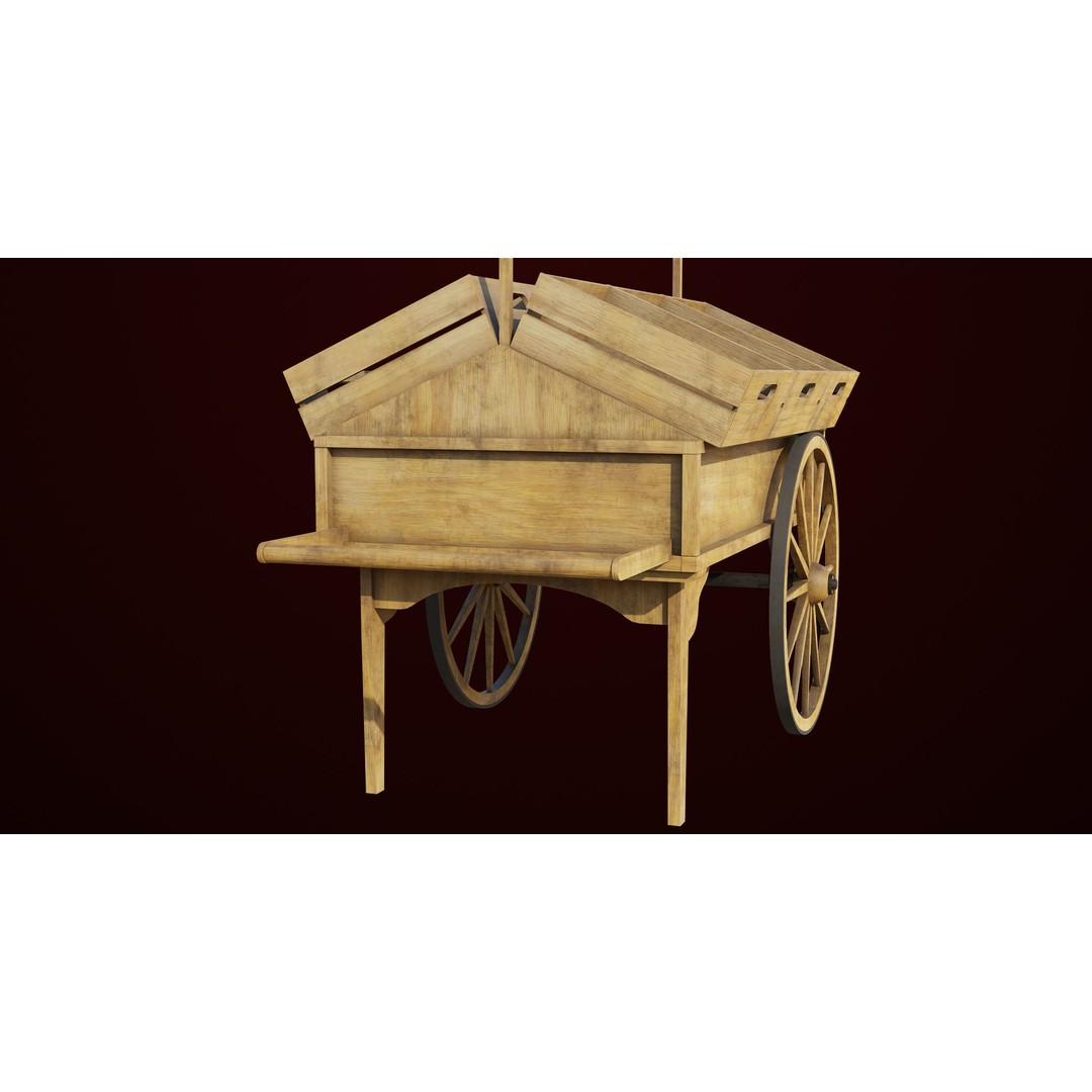 Wooden Wagon Cart 3D Model – Low Poly Game Asset, FBX, PBR Textures - View 25